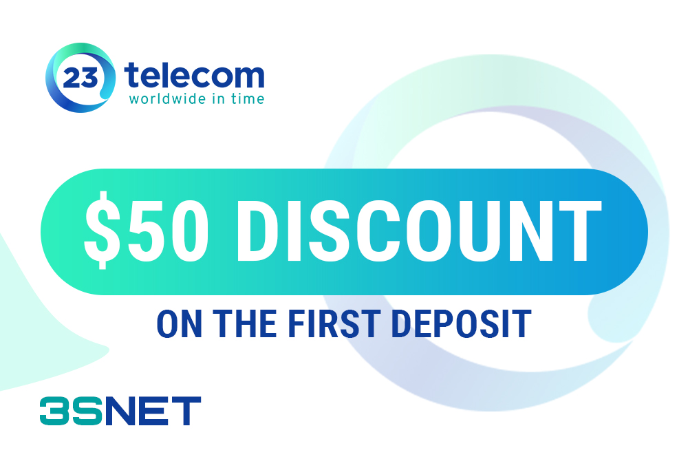 Look for a promo code for a discount in 23telecom on 3SNET!