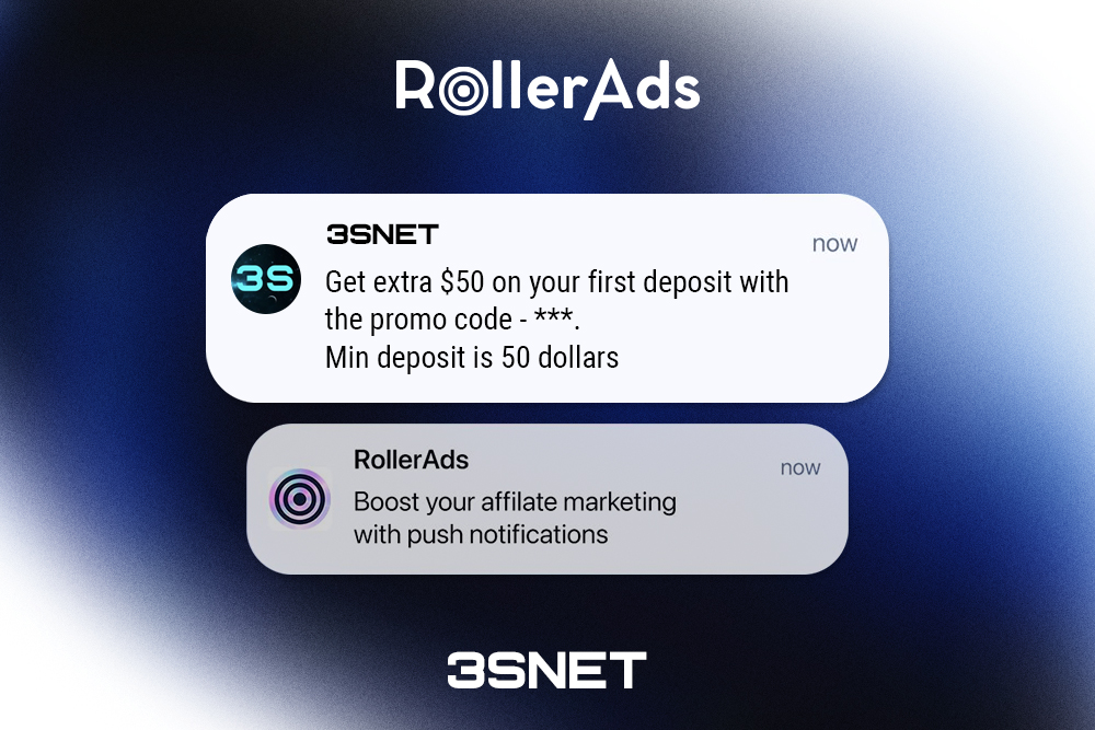 Look for a promo code for a discount in RollerAds on 3SNET!