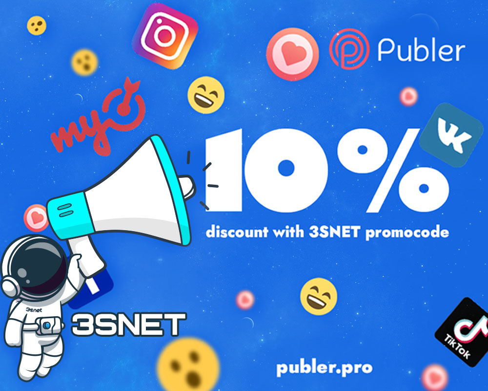 Look for a promo code for a discount in Publer on 3SNET!