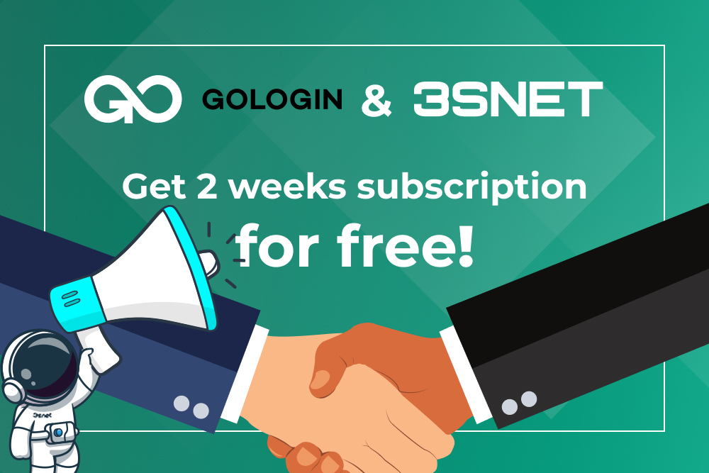 Look for a promo code for a discount in GoLogin on 3SNET!
