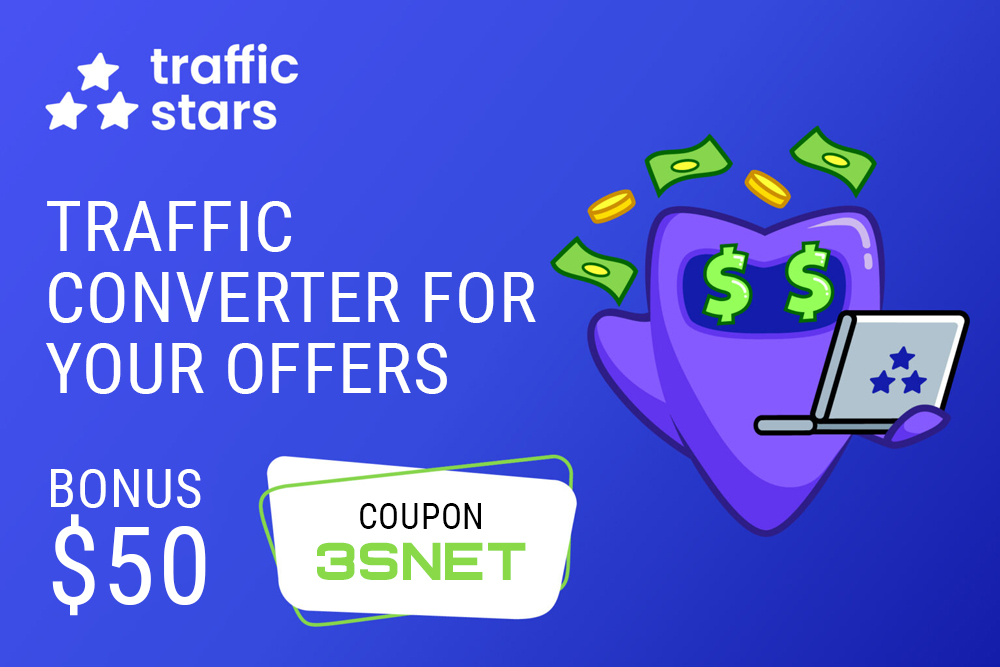 Look for a promo code for a discount in Traffic Stars on 3SNET!