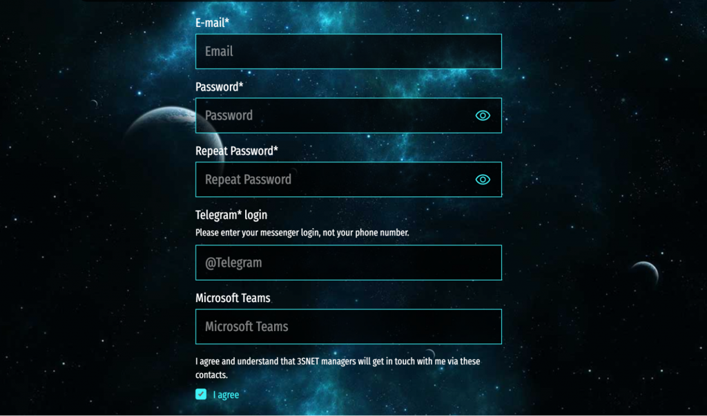 3SNET Registration 3SNET Registration