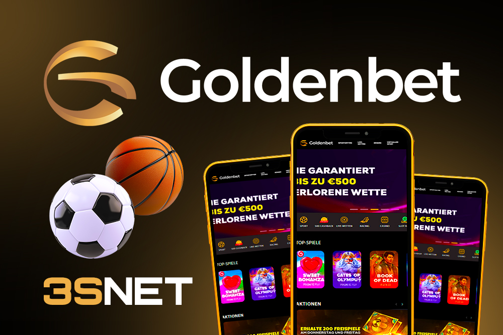 Goldenbet casino website interface and promotional banners