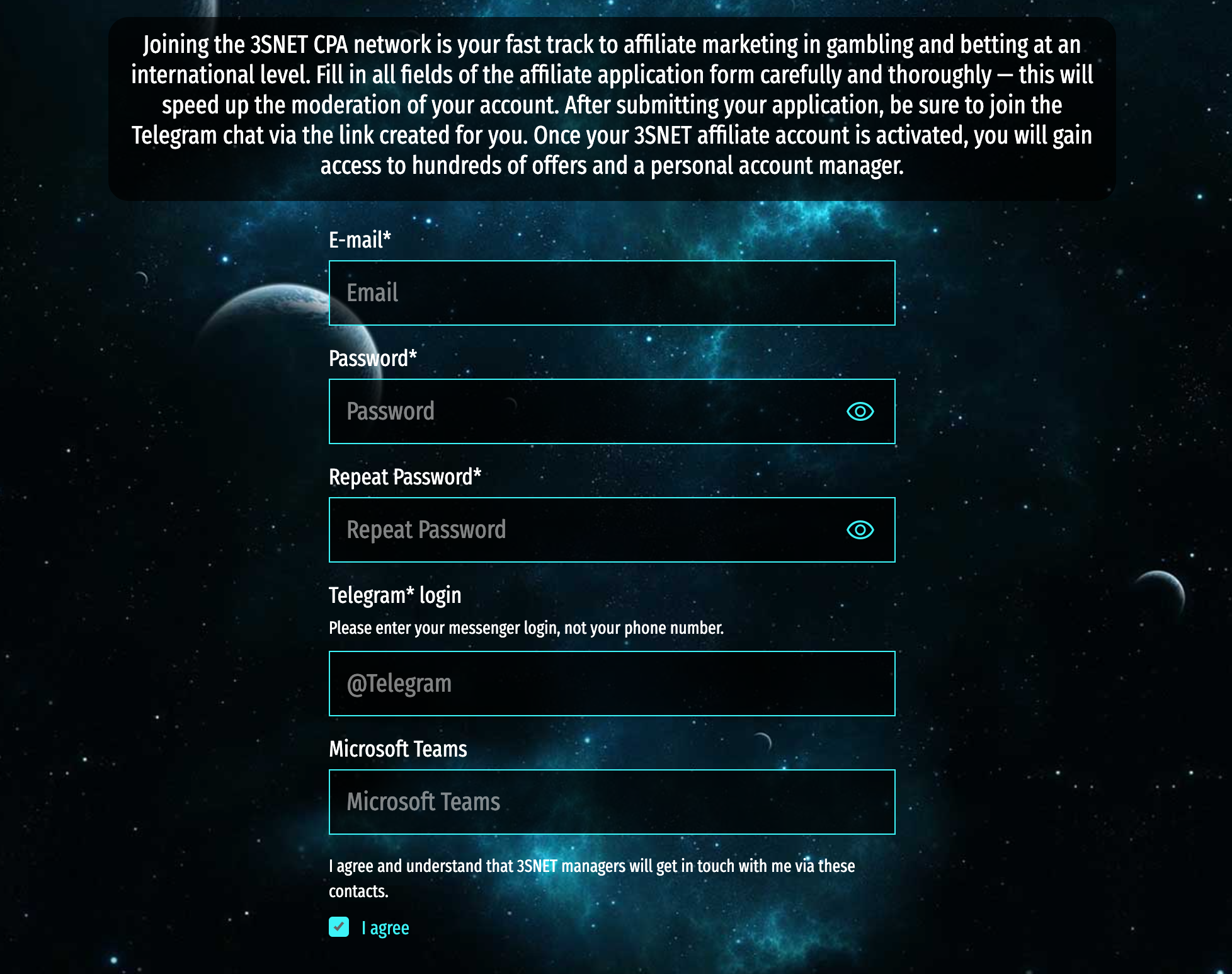 Registration in CPA Network 3SNET